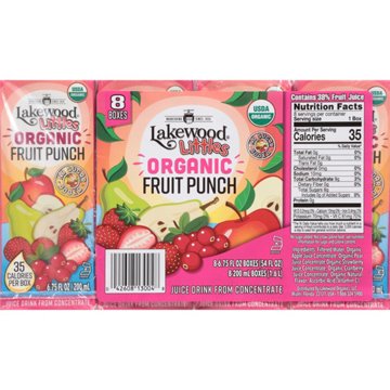 Lakewood Littles Organic Fruit Punch 8 pk Juice Boxes