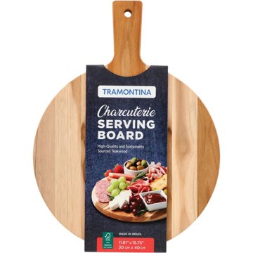 Tramontina Teak Wood Round Serving Board, 15.75"