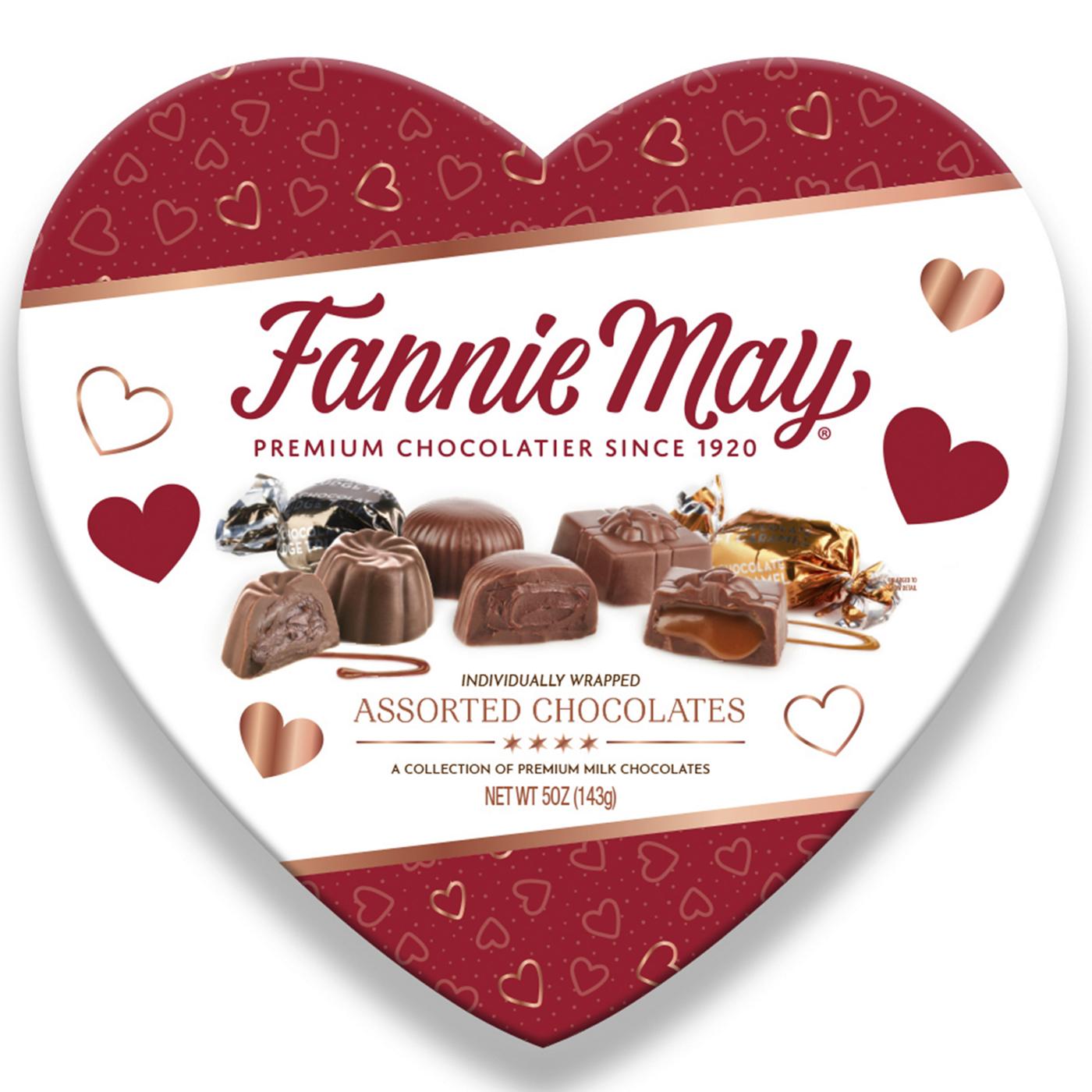 Fannie May Assorted Chocolates Valentine's Heart Gift Box; image 1 of 4