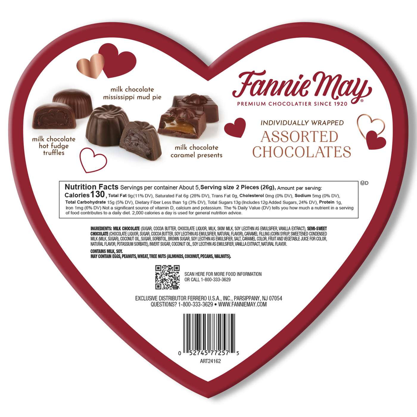 Fannie May Assorted Chocolates Valentine's Heart Gift Box; image 3 of 4