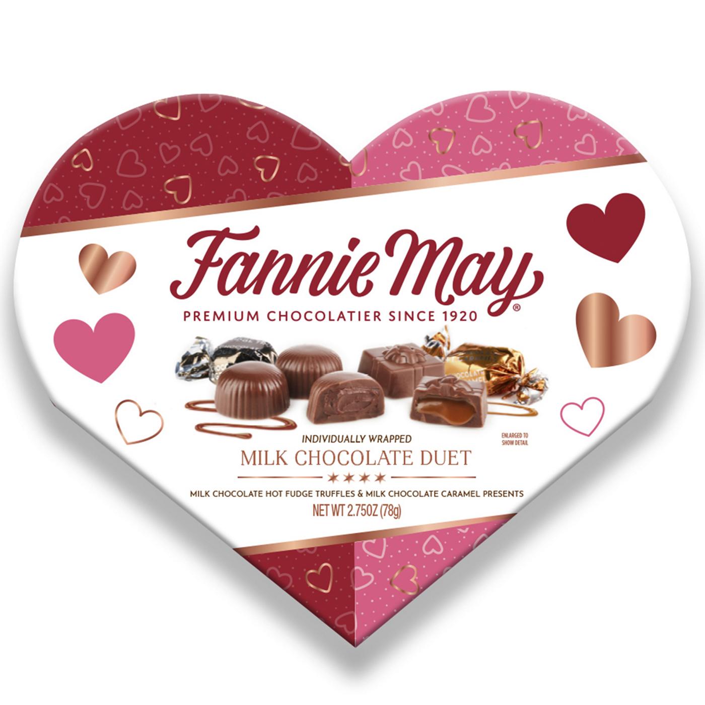 Fannie May Milk Chocolate Duet Valentine's Heart Gift Box; image 1 of 4