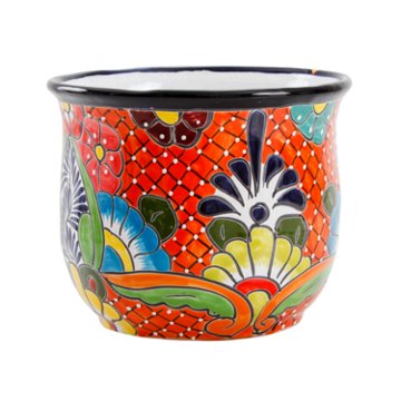 Blue Orange Pottery Talavera Champanera, Medium