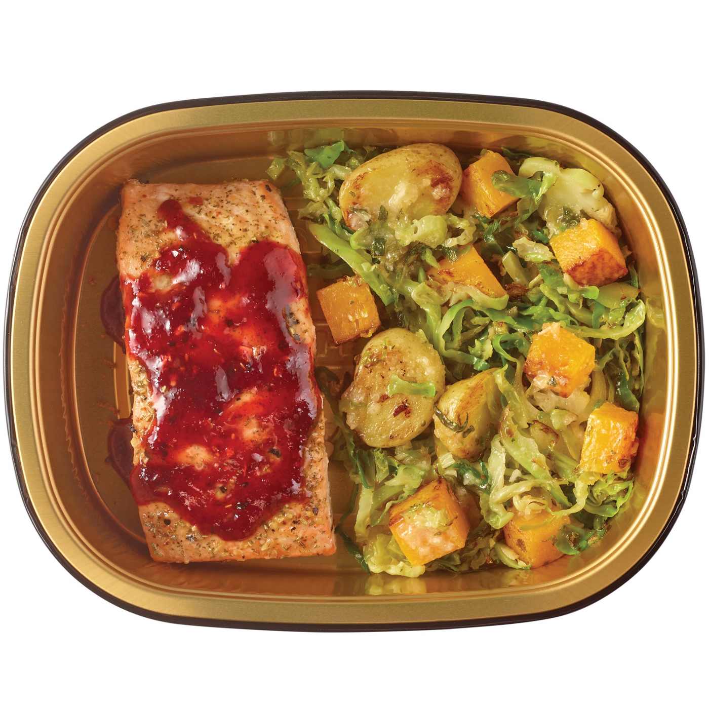 Meal Simple by H-E-B Cranberry Chipotle Salmon with Brussels Sprouts, Butternut Squash & Potatoes; image 2 of 4