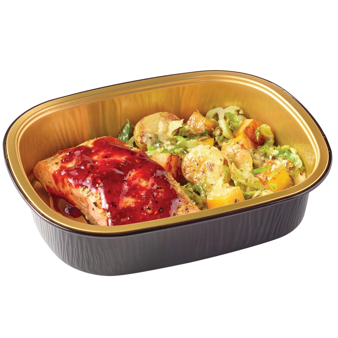 Meal Simple by H-E-B Cranberry Chipotle Salmon with Brussels Sprouts, Butternut Squash & Potatoes; image 4 of 4