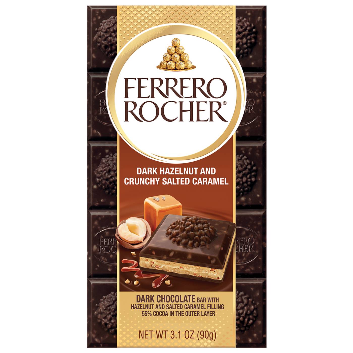 Ferrero Rocher Dark Hazelnut & Crunchy Salted Caramel Chocolate Bar; image 1 of 7