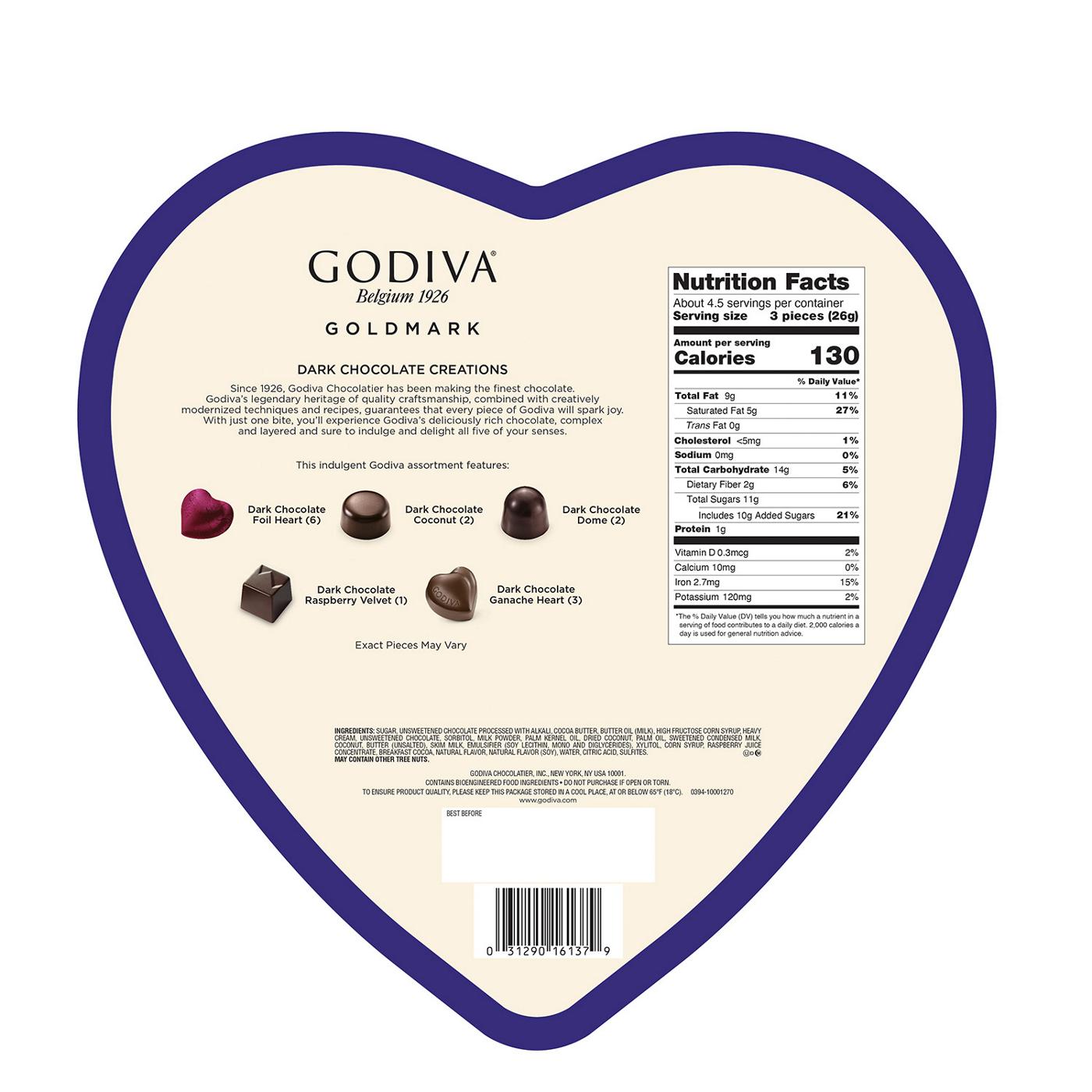 Godiva Goldmark Dark Chocolate Creations Valentine's Heart Gift Box, 14 pc; image 2 of 2