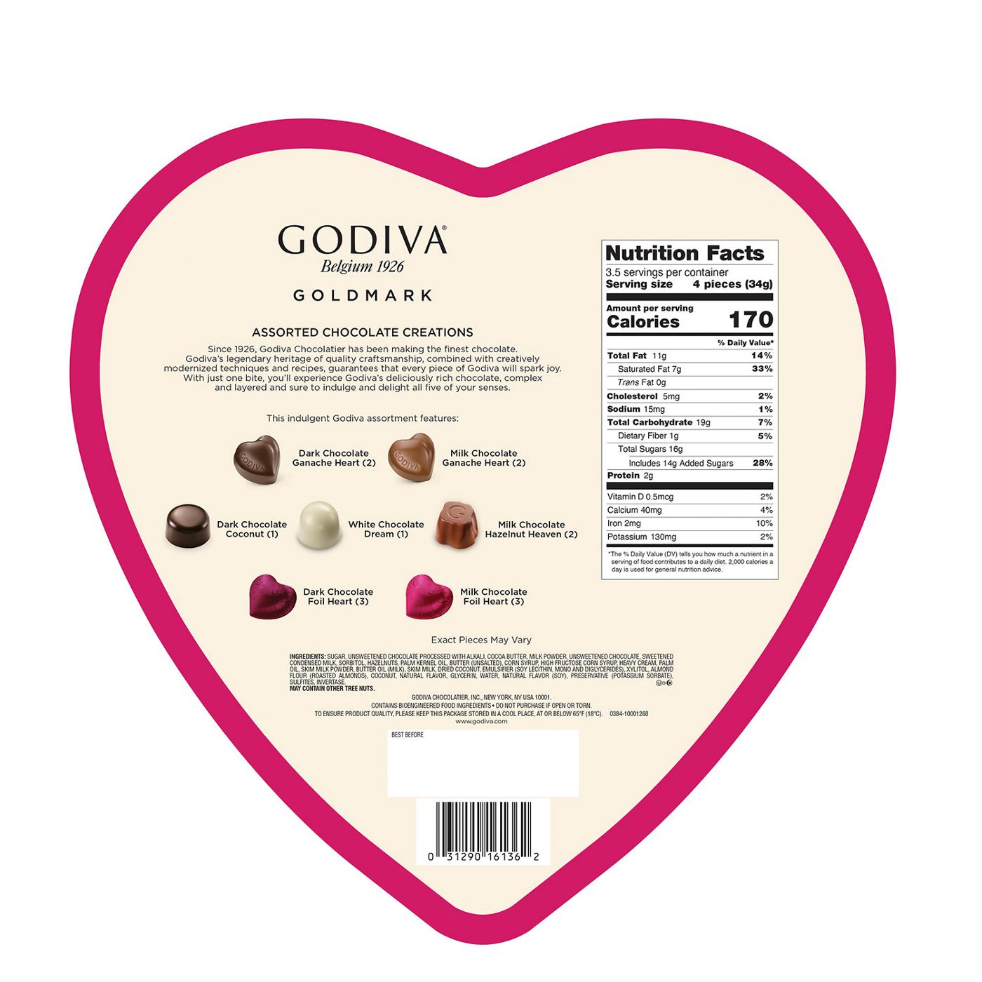 Godiva Goldmark Assorted Chocolate Creations Valentine's Heart Gift Box, 14 pc; image 2 of 2