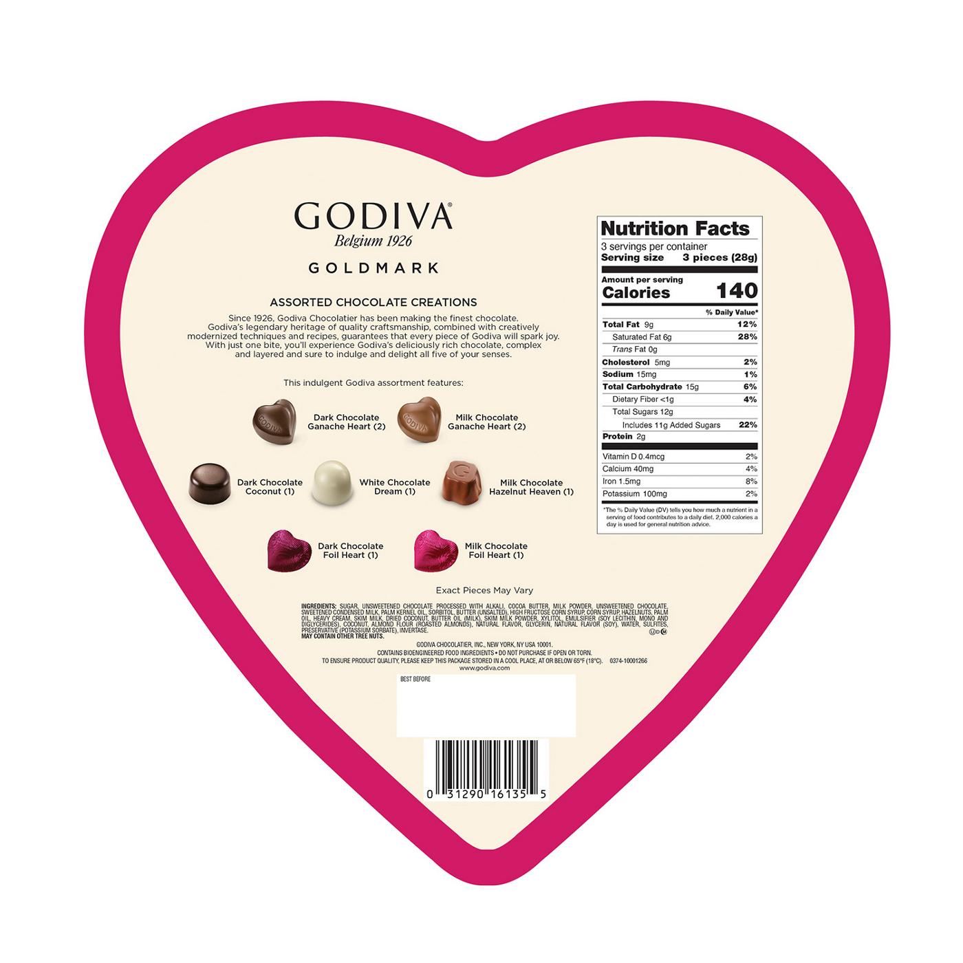 Godiva Goldmark Assorted Chocolate Creations Valentine's Heart Gift Box, 9 pc; image 2 of 2