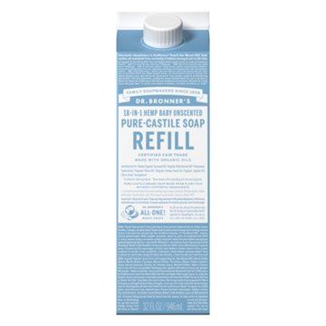 Dr. Bronner's 18-In-1 Hemp Baby Unscented Pure-Castile Soap Refill