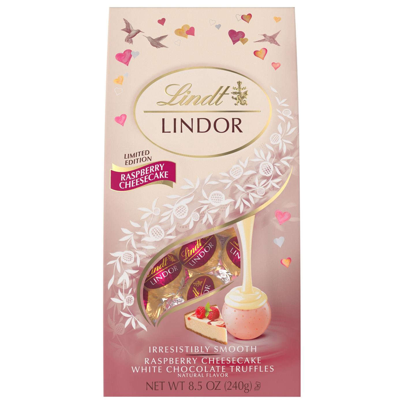 Lindt Lindor Raspberry Cheesecake White Chocolate Truffles Valentine's Candy; image 1 of 4