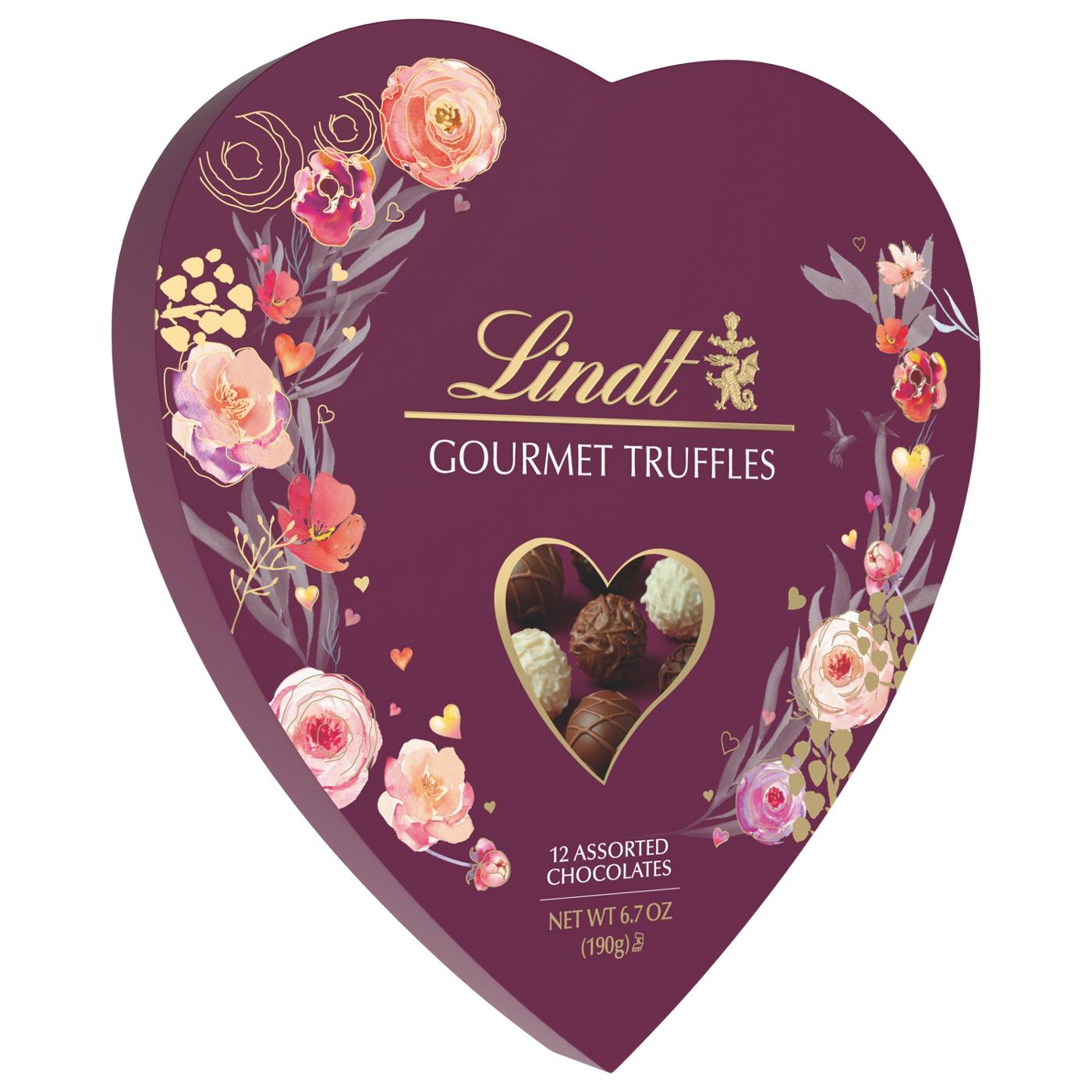 Lindt Lindor Gourmet Assorted Chocolate Truffles Valentine's Heart Gift Box, 12 pc; image 2 of 3