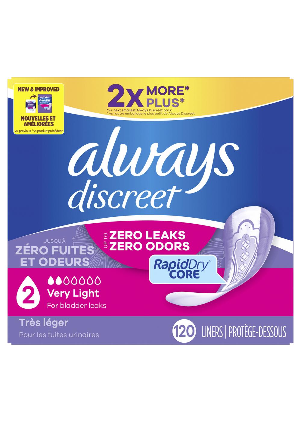 Always Discreet Incontinence Liners - Very Light; image 1 of 2