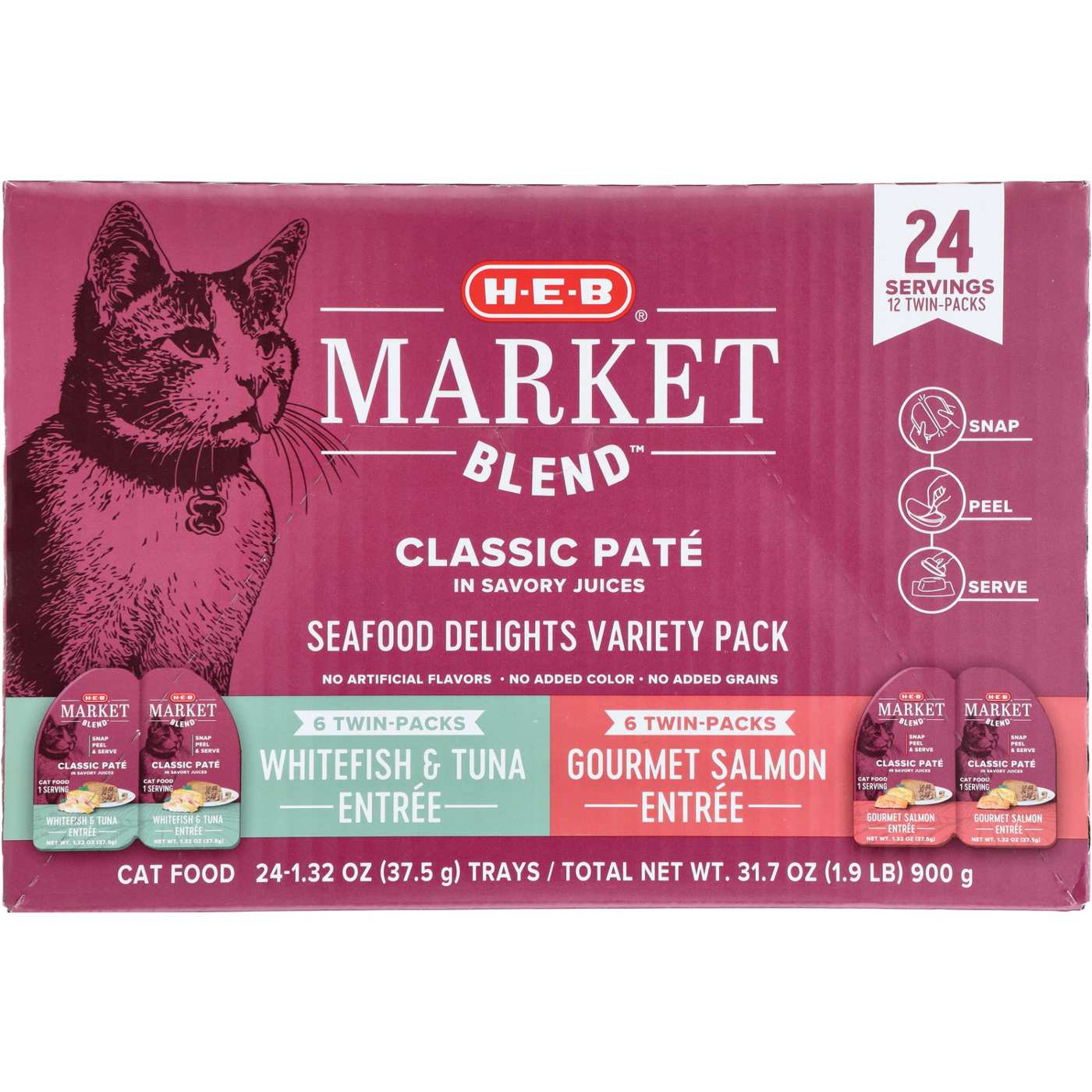 H-E-B Market Blend Split Cups Pate Wet Cat Food - Seafood Variety; image 1 of 2