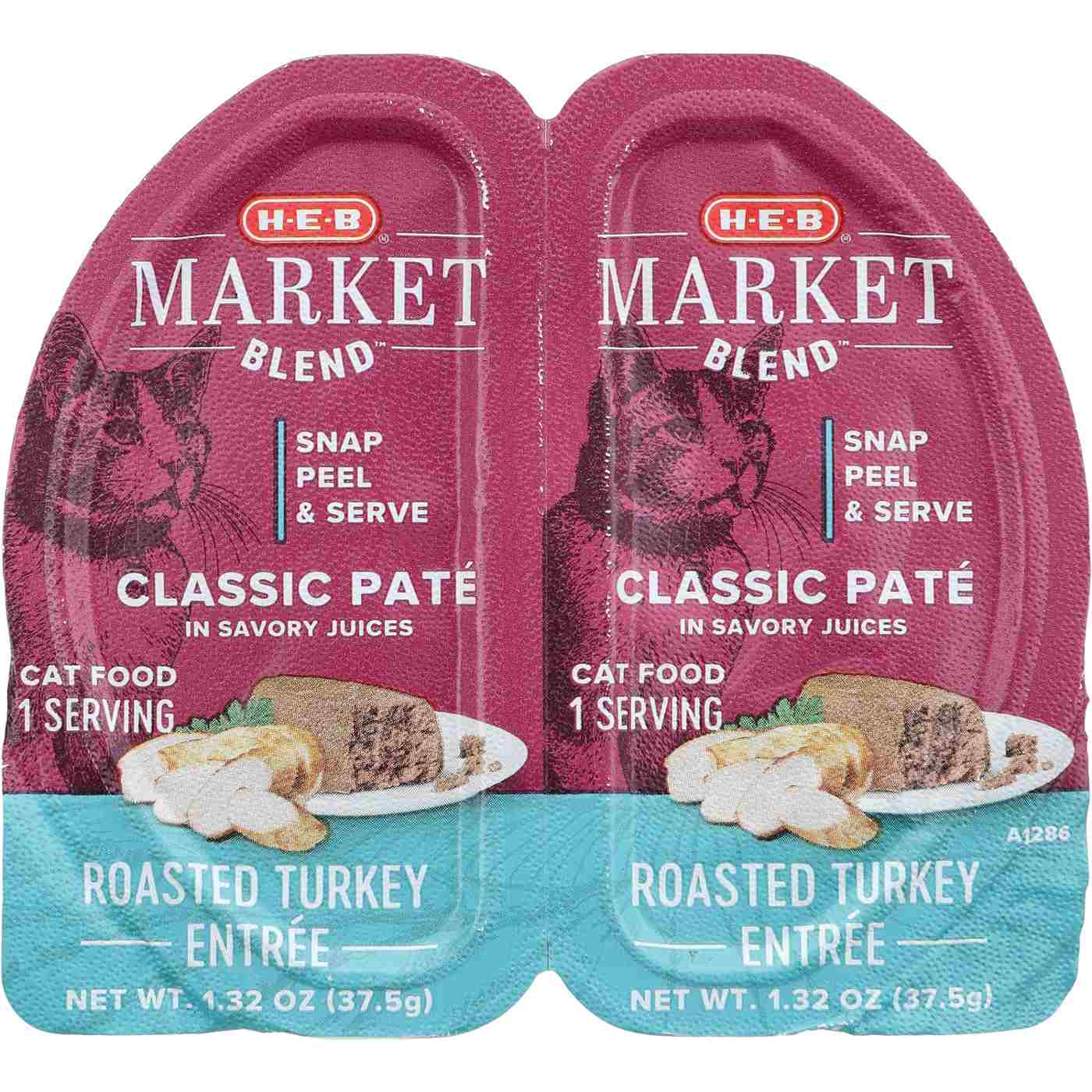H-E-B Market Blend Split Cups Pate Wet Cat Food - Roasted Turkey Entree; image 1 of 2