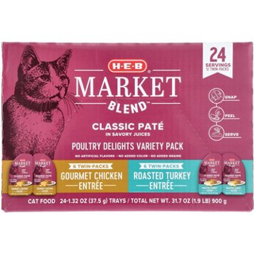 H-E-B Market Blend Split Cups Pate Wet Cat Food - Poultry Variety