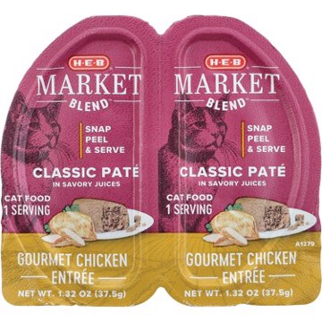 H-E-B Market Blend Split Cups Pate Wet Cat Food - Gourmet Chicken Entree, 2 pk
