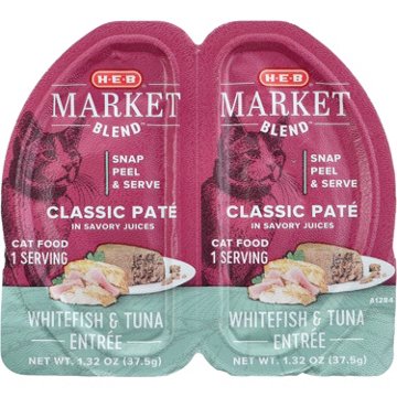 H-E-B Market Blend Split Cups Pate Wet Cat Food - Whitefish & Tuna Entree, 2 pk