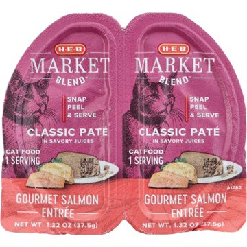 H-E-B Market Blend Split Cups Pate Wet Cat Food - Gourmet Salmon Entree, 2 pk