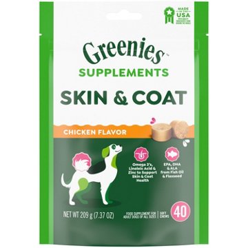 Greenies Supplements Skin & Coat Chicken Flavor, 40 ct