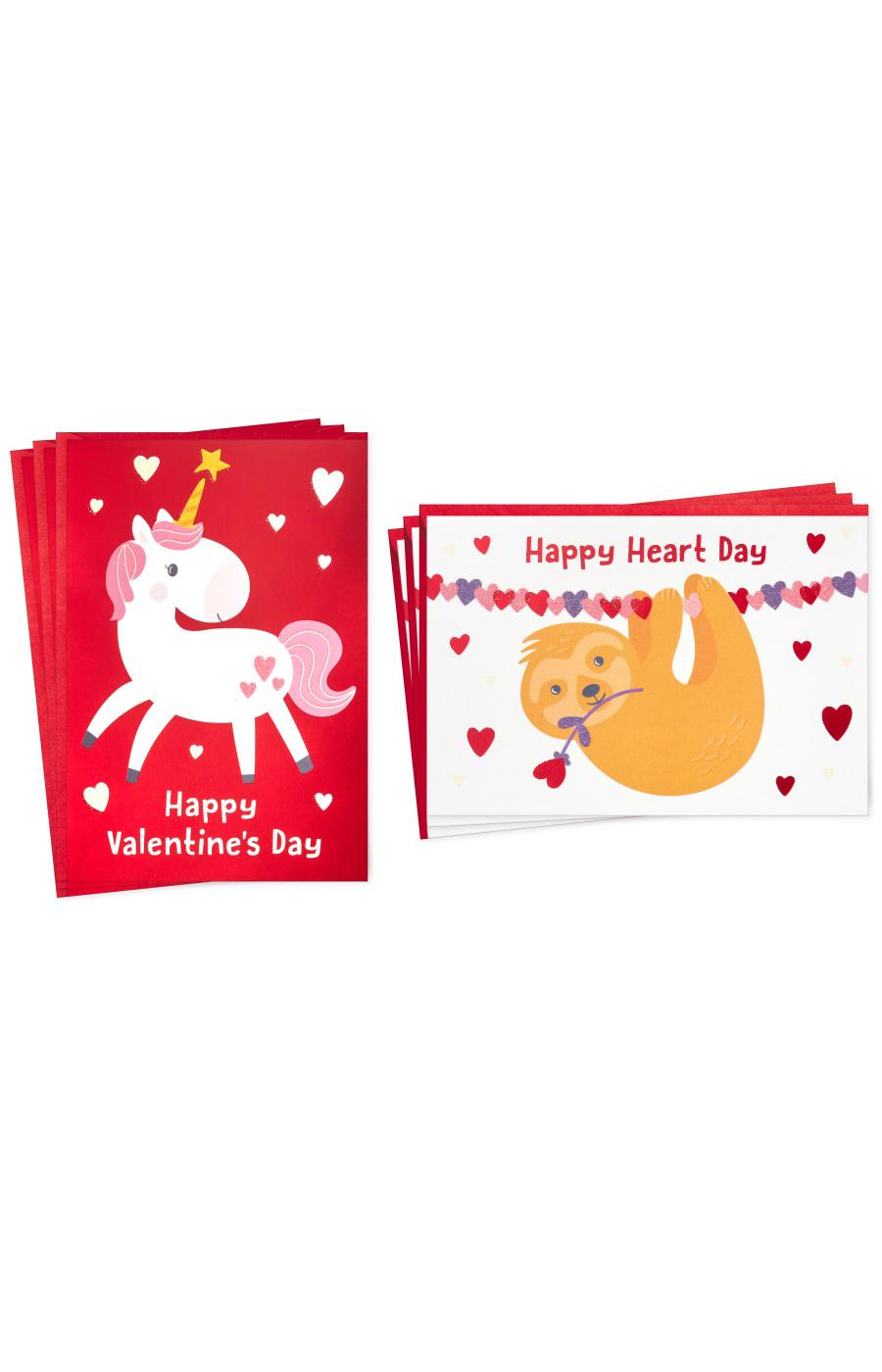 Hallmark Valentines Day Cards for Kids, Unicorn and Sloth, S16; image 1 of 6