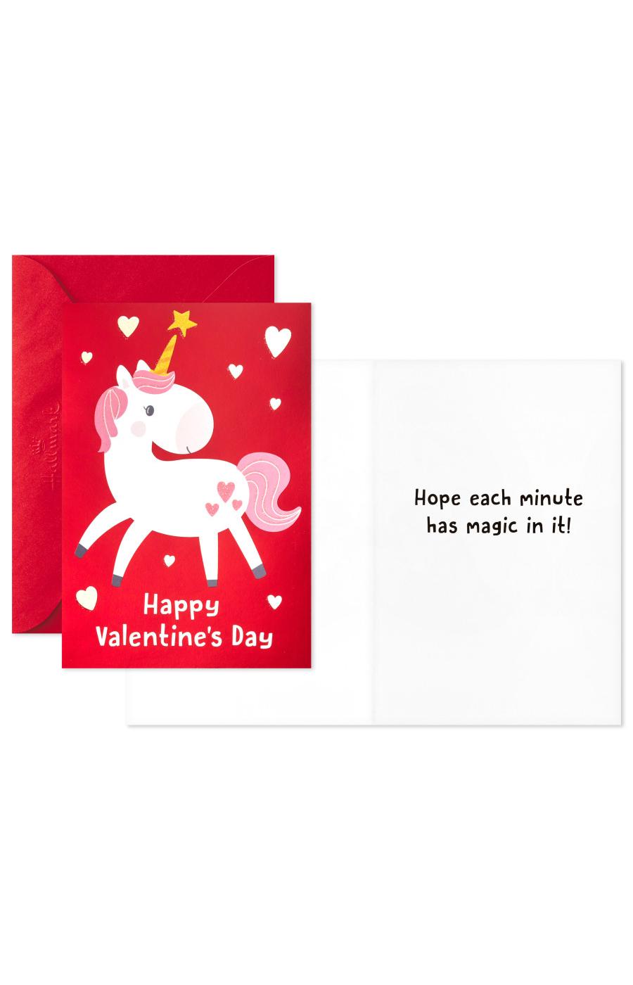 Hallmark Valentines Day Cards for Kids, Unicorn and Sloth, S16; image 4 of 6