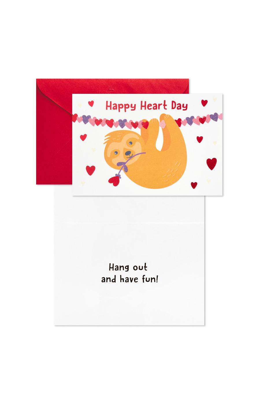 Hallmark Valentines Day Cards for Kids, Unicorn and Sloth, S16; image 6 of 6