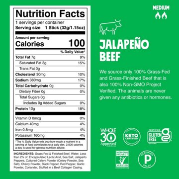 Chomps 10g Protein Jalapeño Beef Jerky Meat Stick, 1.15 oz