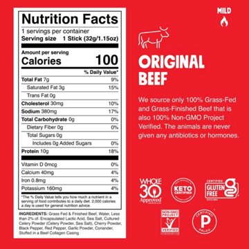 Chomps 10g Protein Original Beef Jerky Meat Stick, 1.15 oz