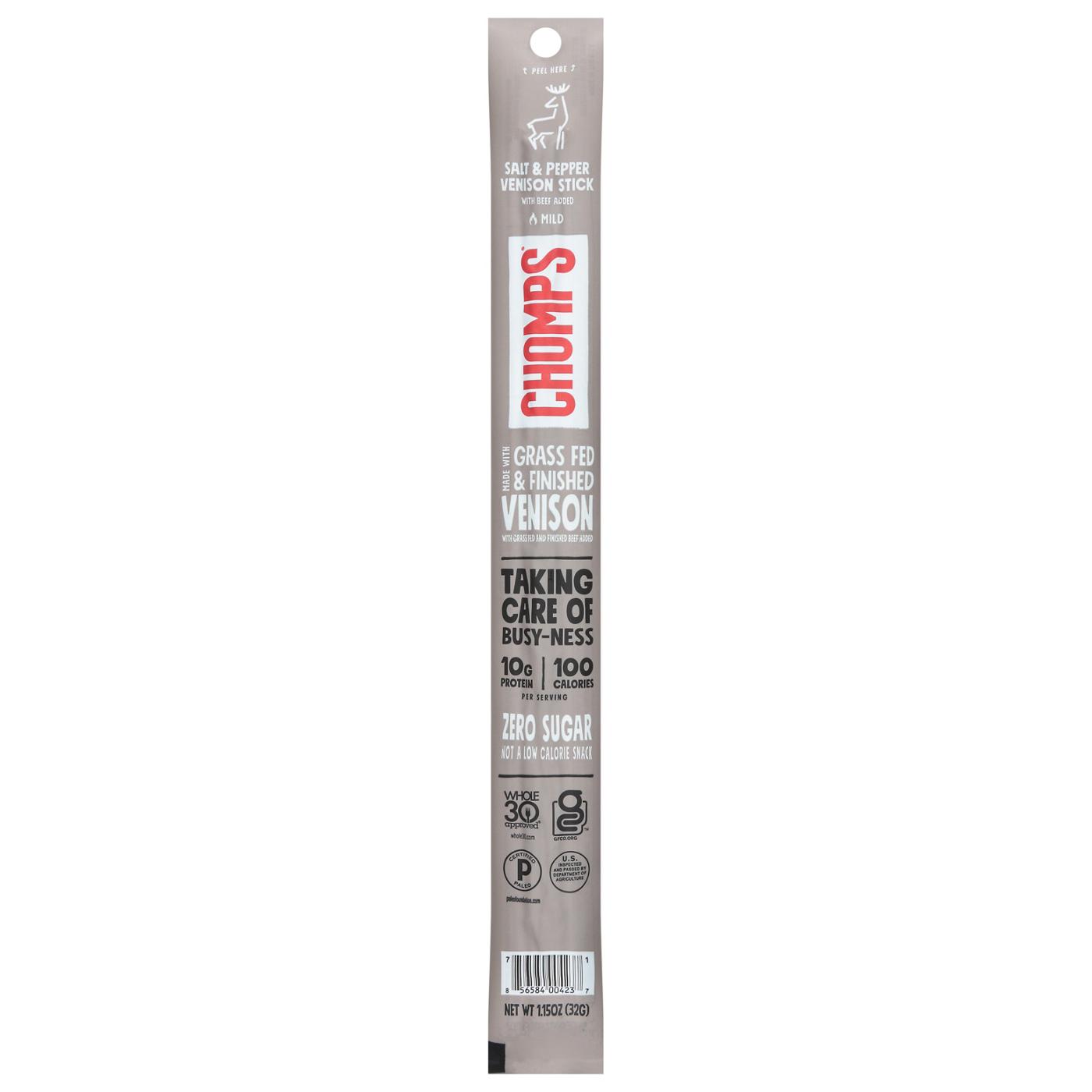 Chomps 10g Protein Salt & Pepper Venison Jerky Meat Stick; image 1 of 2