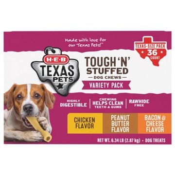 H-E-B Texas Pets Tough 'N' Stuffed Dog Chew - Variety Pack, 36 ct