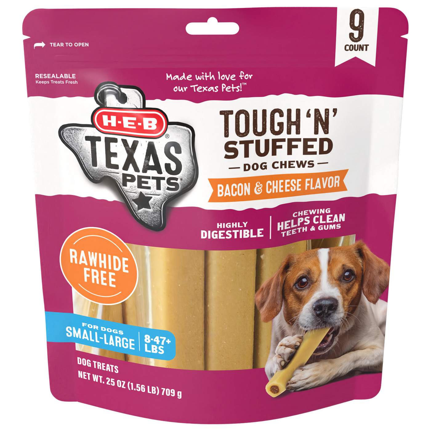 H-E-B Texas Pets Tough 'N' Stuffed Dog Chew - Bacon & Cheese; image 1 of 2