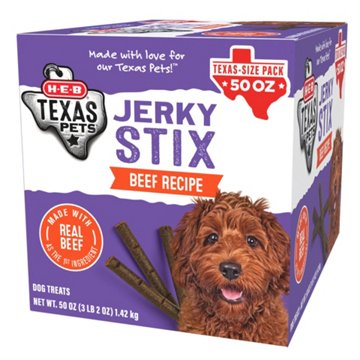 H-E-B Texas Pets Jerky Stix Dog Treats - Beef Recipe - Texas-Size Pack, 50 oz
