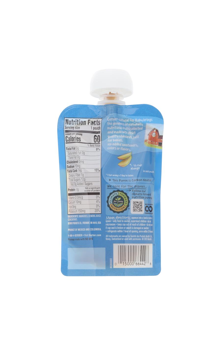 Gerber Natural for Baby Food Pouch - Mango; image 2 of 2