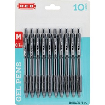 H-E-B 0.7mm Retractable Gel Pens - Black Ink, 10 pk