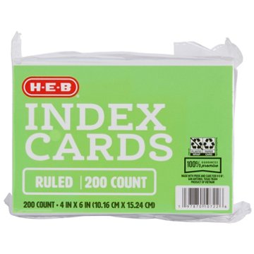 H-E-B Ruled Index Cards, 200 ct, 4'' x 6''