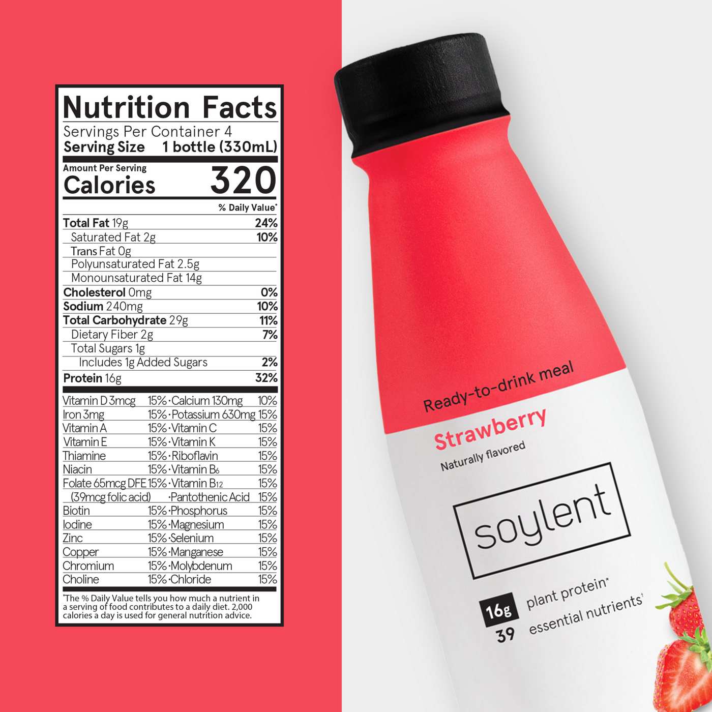 Soylent Complete Meal Drink - Strawberry; image 3 of 3