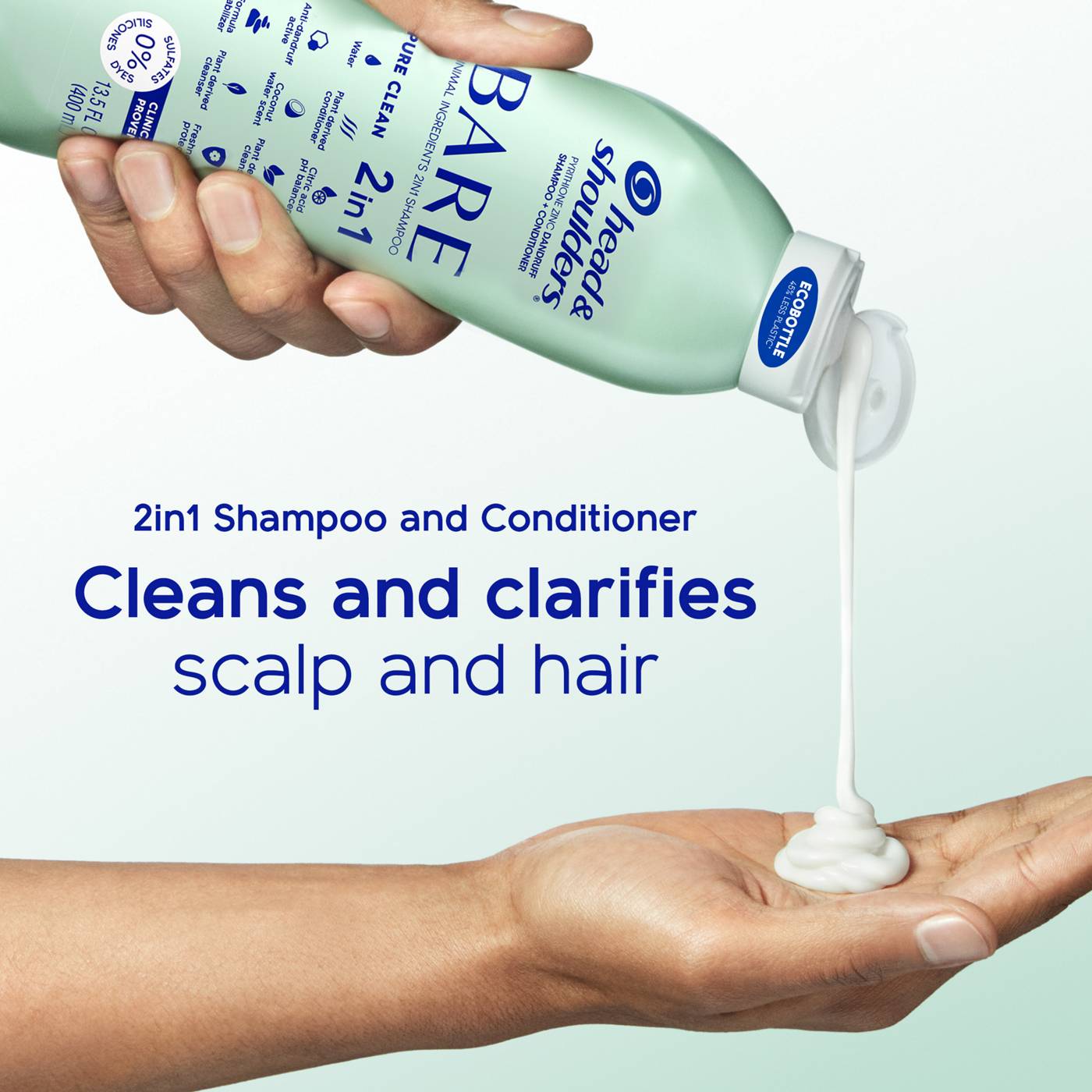 Head & Shoulders Bare 2-in-1 Pure Clean Dandruff Shampoo & Conditioner; image 5 of 10
