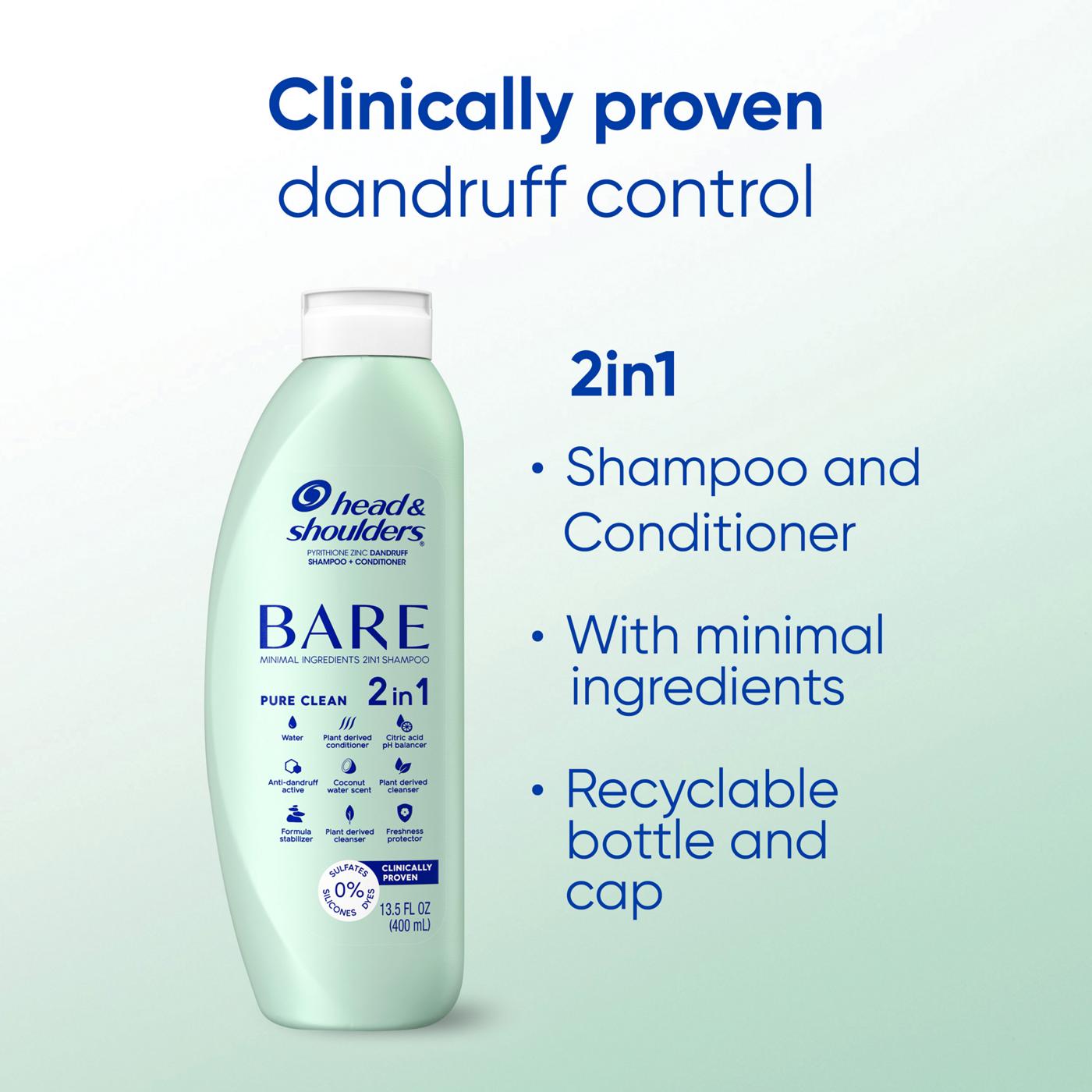 Head & Shoulders Bare 2-in-1 Pure Clean Dandruff Shampoo & Conditioner; image 10 of 10