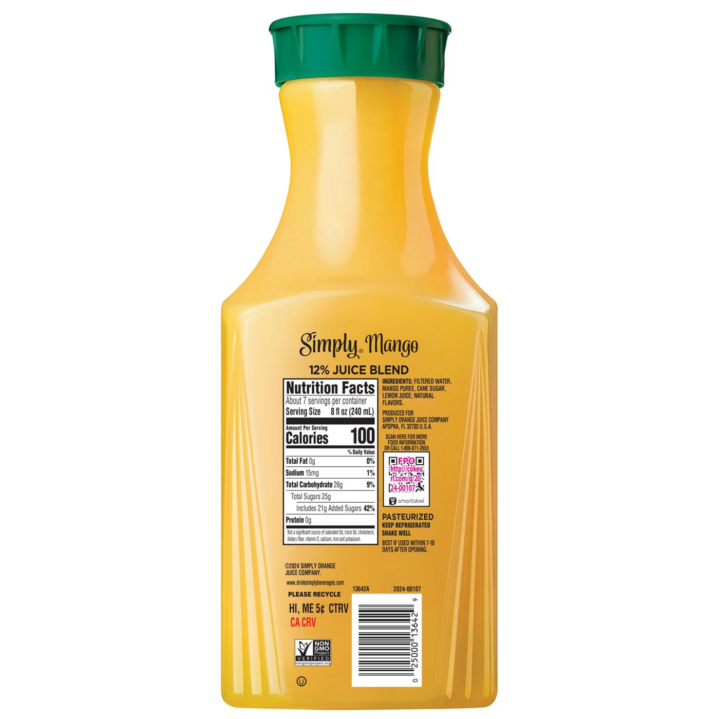 Simply Mango Juice Drink; image 2 of 2