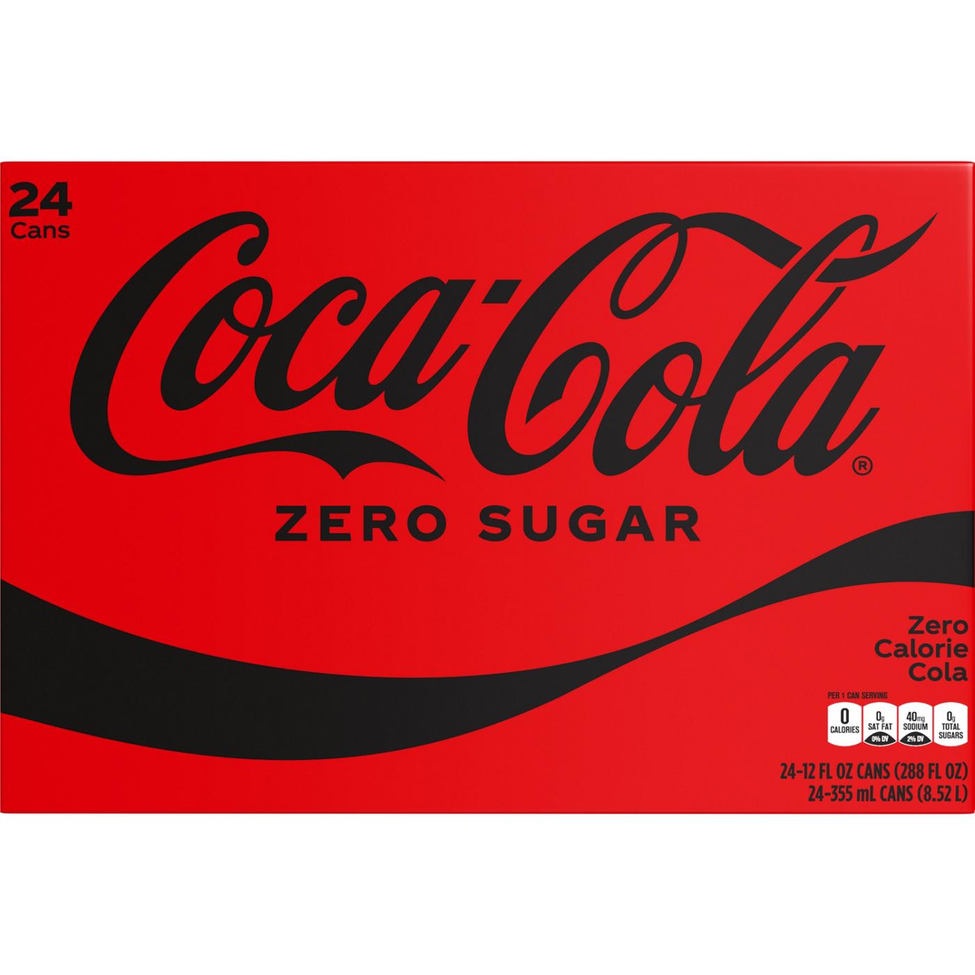 Coca-Cola Zero Sugar Soda Soft Drink 24 pk Cans; image 1 of 8