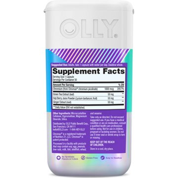 OLLY Combat Cravings Metabolism Support 1000 mcg Chromium & Green Tea Capsules