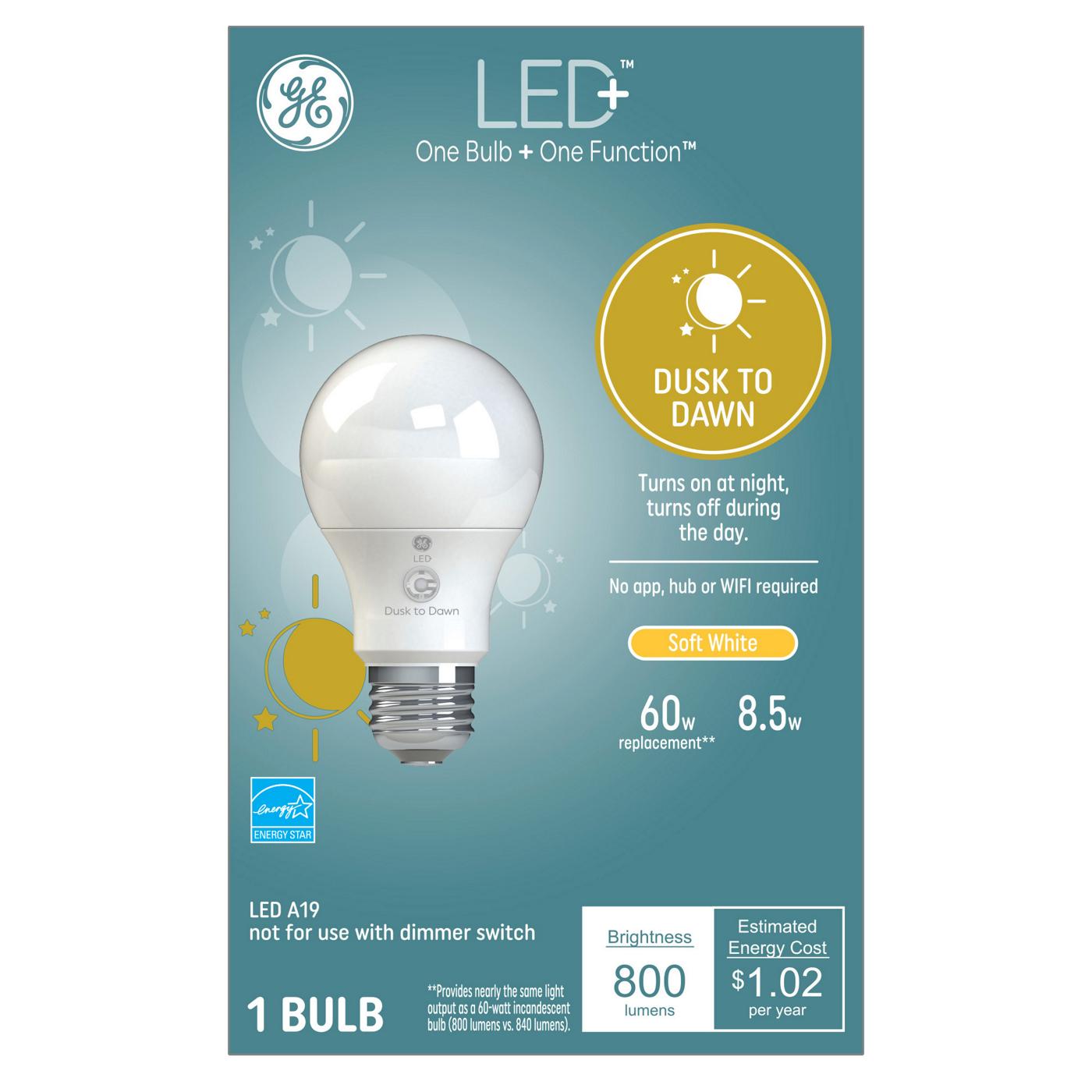 GE Dusk To Dawn A19 60-Watt LED+ Light Bulb - Soft White; image 1 of 3