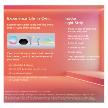 GE Cync Direct Connect Smart Light Strip - Thin Style, 16'