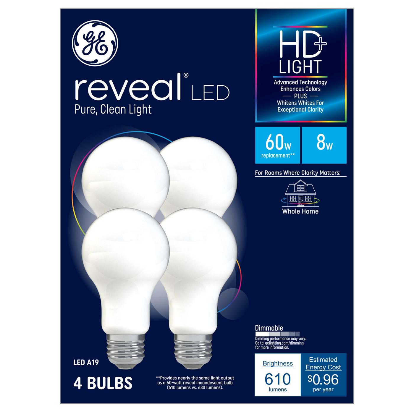 GE Reveal A19 60-Watt HD LED Light Bulbs; image 1 of 2