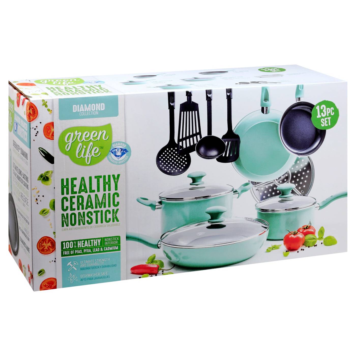 GreenLife Diamond Collection Soft Grip Pro Cookware Set - Turquoise; image 8 of 9