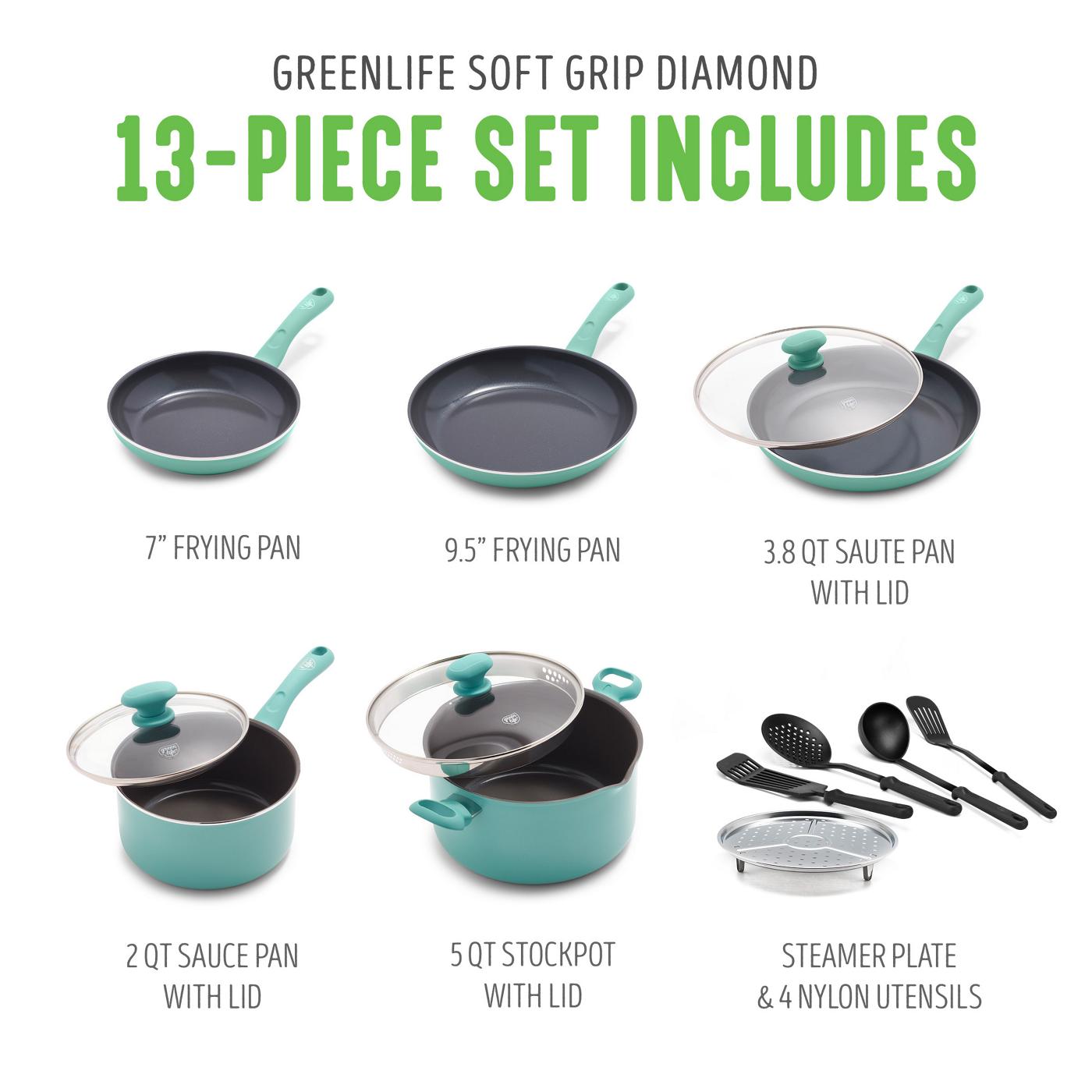 GreenLife Diamond Collection Soft Grip Pro Cookware Set - Turquoise; image 9 of 9