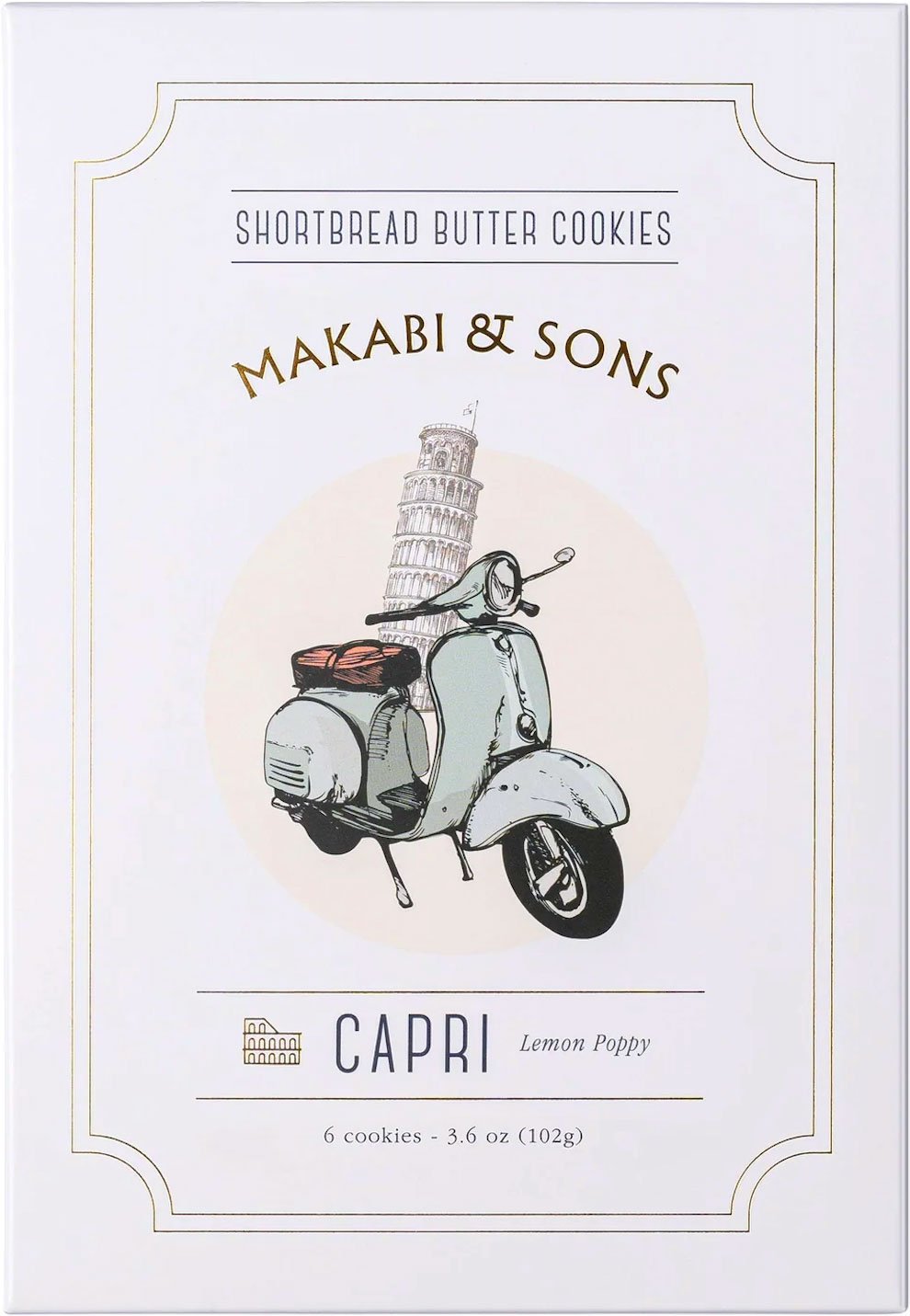 Makabi & Sons Capri Lemon Poppy Shortbread Butter Cookie, 3.6 oz ...