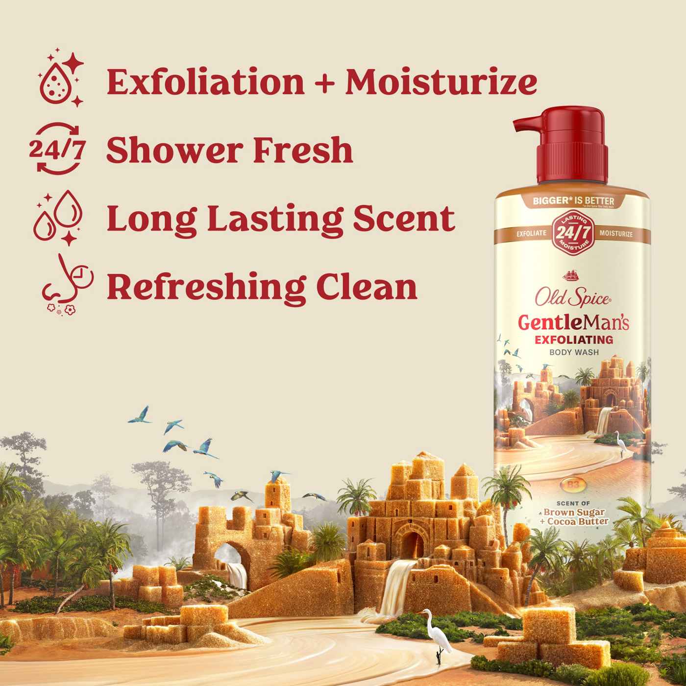 Old Spice Gentleman's Exfoliating Body Wash - Brown Sugar & Cocoa Butter; image 4 of 8