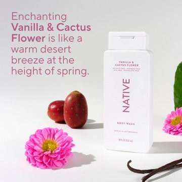 Native Body Wash, Vanilla & Cactus Flower Scent, 18 oz
