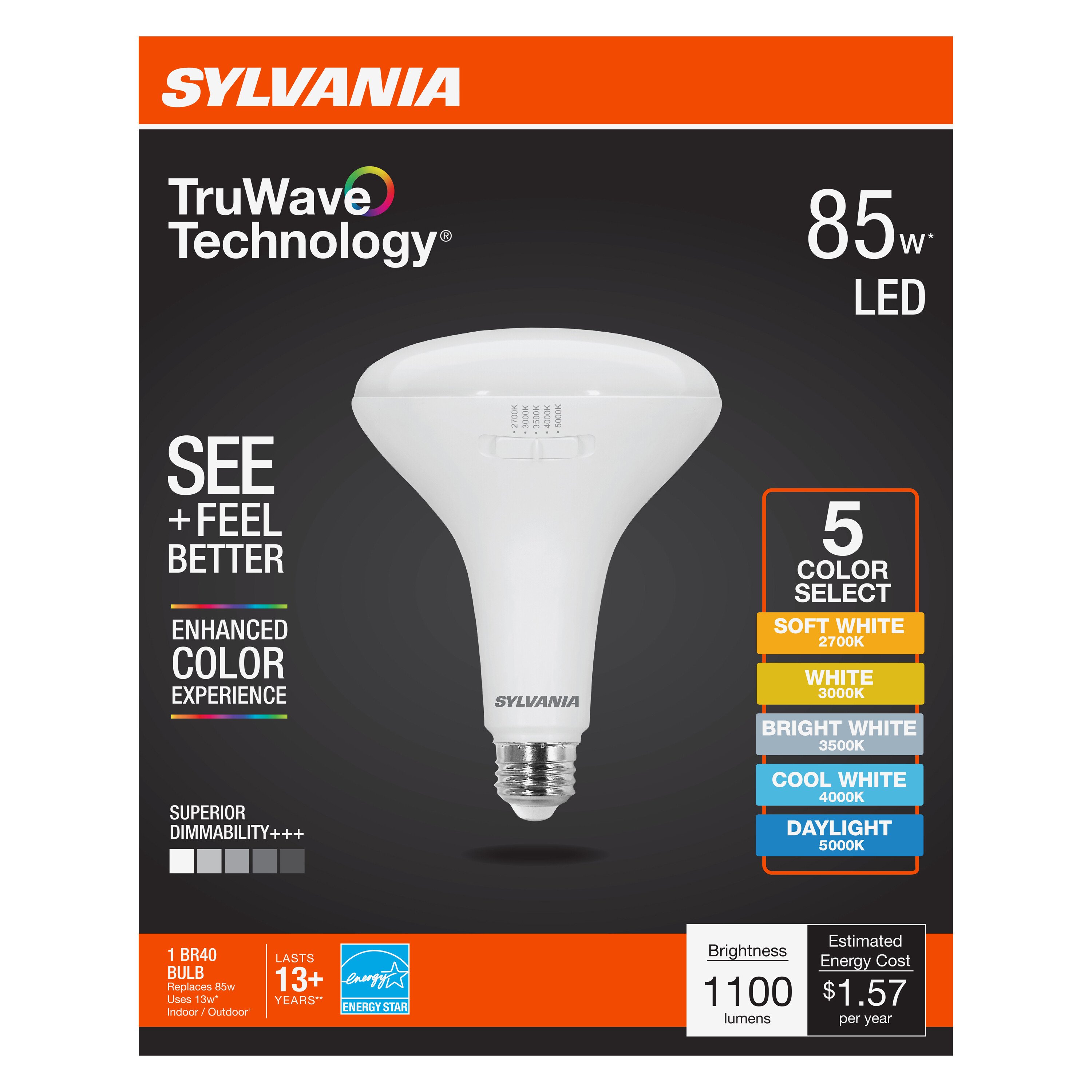 Sylvania TruWave BR40 85-Watt LED Flood Light Bulb - 5 Color Select ...